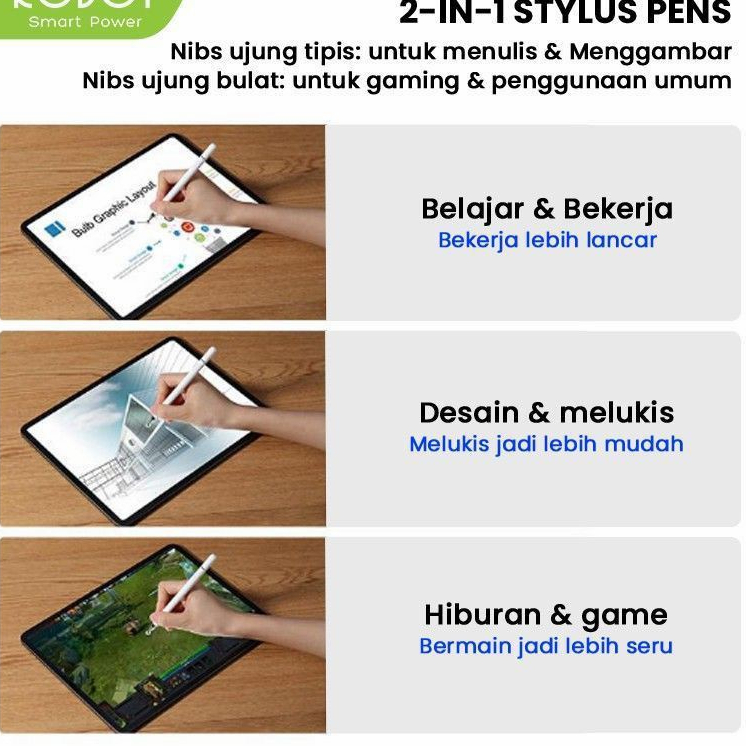 Robot RSP01 2in1 Universal Capacitiv Stylus Pen untuk Android ipad tab