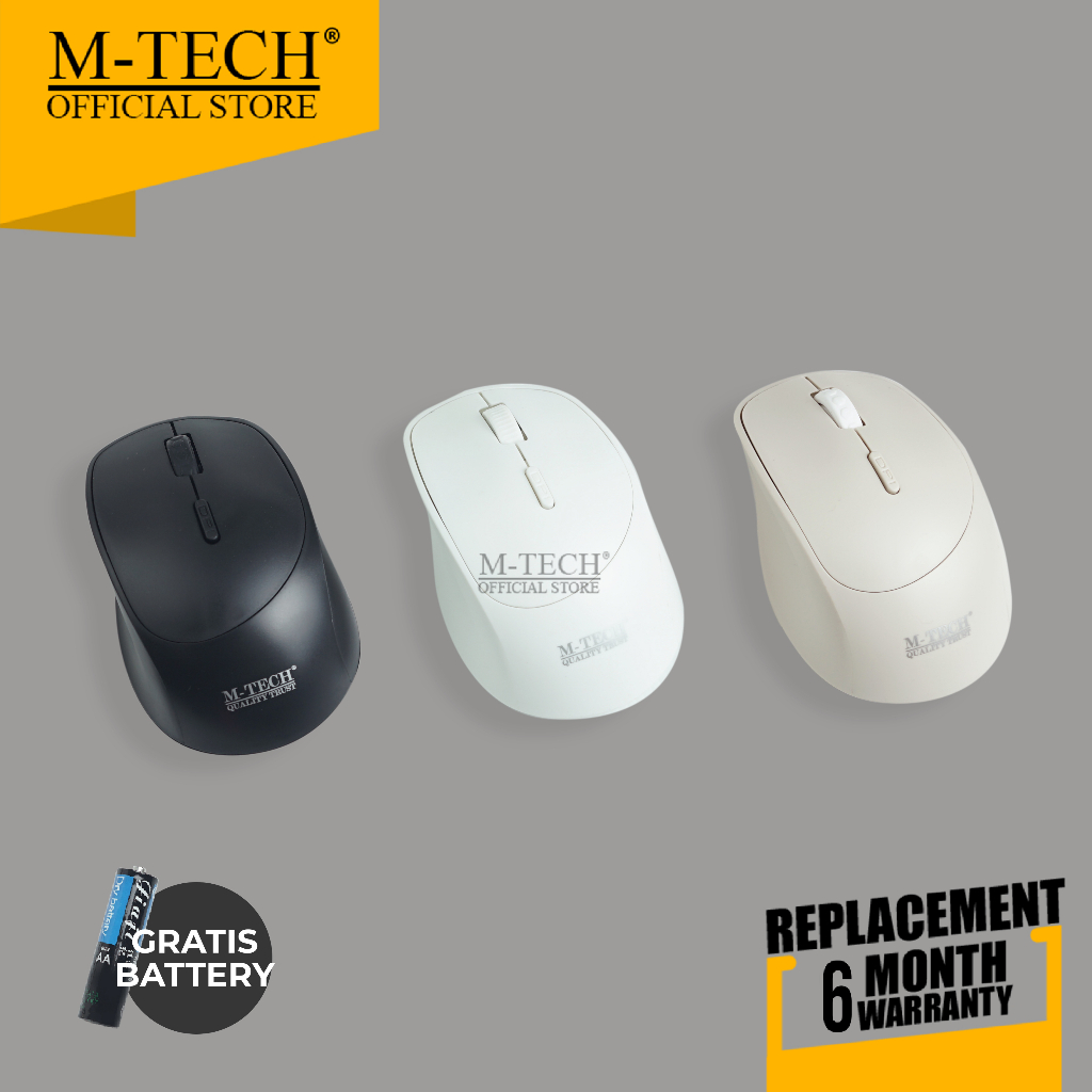 Mouse Wireless 6075 Pro Optical 1600 DPI Gratis Baterai M-Tech Original