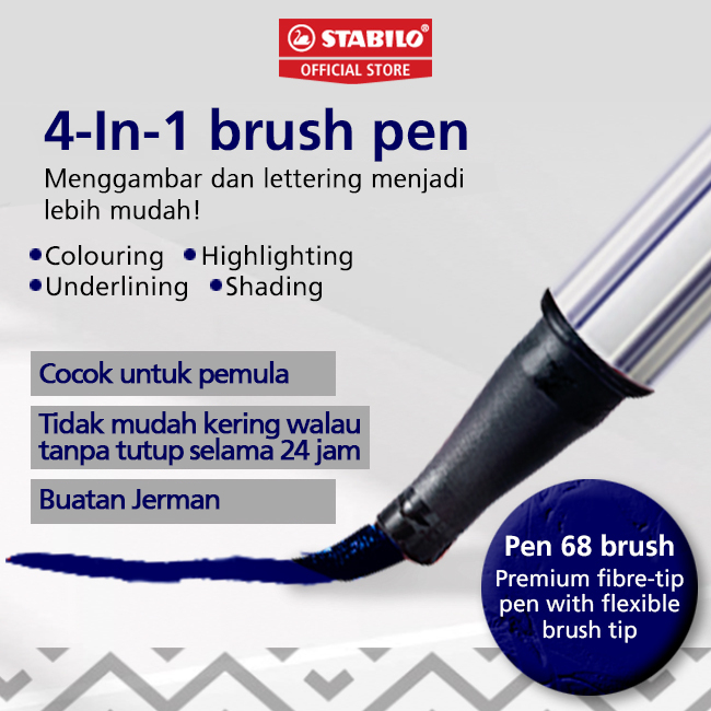 

STABILO Pen 68 Brush Premium Marker Kuas Kaligrafi Art Lettering Spidol Warna Lengkap Colorful Set 19pcs Pastel ARTY