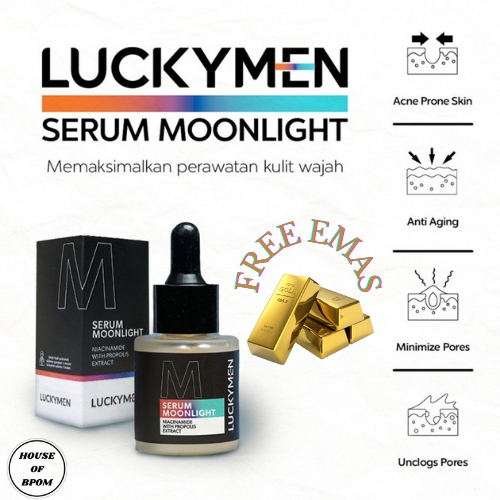 LUCKYMEN Serum Moonlight - Promo Free Emas  Mencerahkan dan Mengobati Jerawat