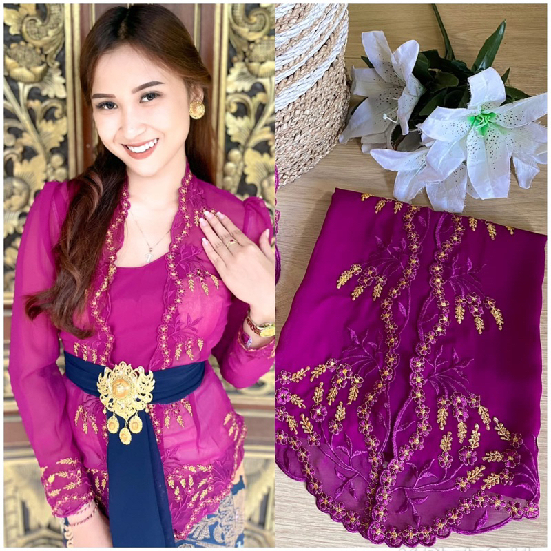 Kain kebaya bordir melati metalic