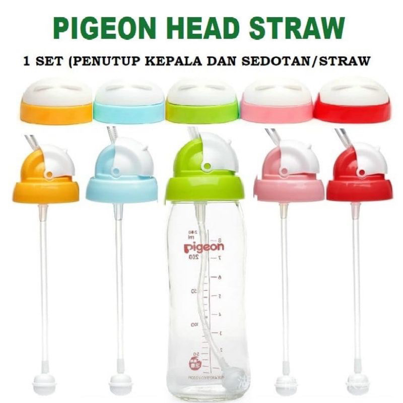 PIGEON HEAD STRAW WIDE NECK FOR TRAINING Kepala Tutup Botol Susu Sedotan Leher Lebar untuk Latihan Handle Pigeon wide Neck/Gagang Botol Pigeon Wide Neck Peristaltic