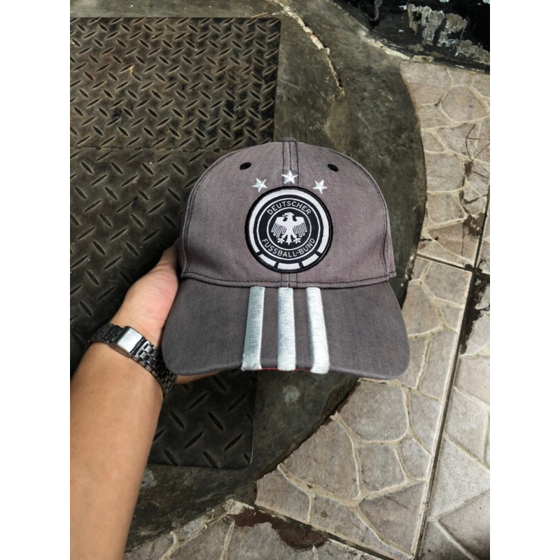 TOPI ADIDAS GERMANY 3 STRIPES GREY CAPS ORIGINAL SECOND
