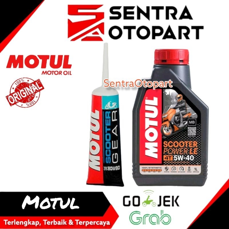 Oli Motul scooter power le 1liter sae 5w40 paket oli gardan motul