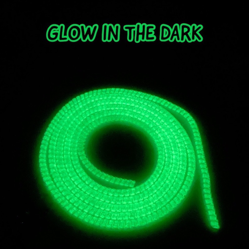 BISA MENYALA DALAM GELAP / Pelilit Kabel Hp Glow in the dark 1.4 Meter / Pelindung Spiral Penggulung Cable Charger