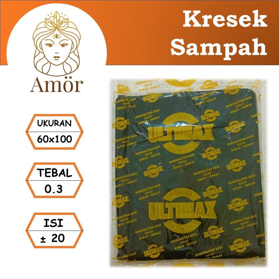 [ 20 biji ] Kantong plastik sampah HD PE kresek hitam 60 x 100 cm / plastik bungkus online