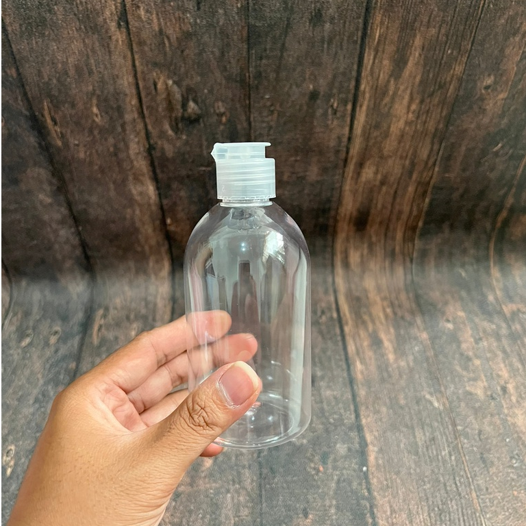 Botol gendut pendek bening 250ml / 250 ml - Fliptop JAMUR