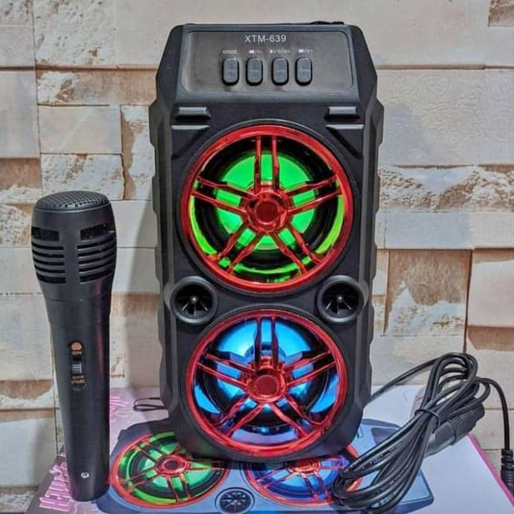 SPEAKER KARAOKE BLUETOOTH XTM 639 - SPEAKER LED GRATIS MIC TERLARIS