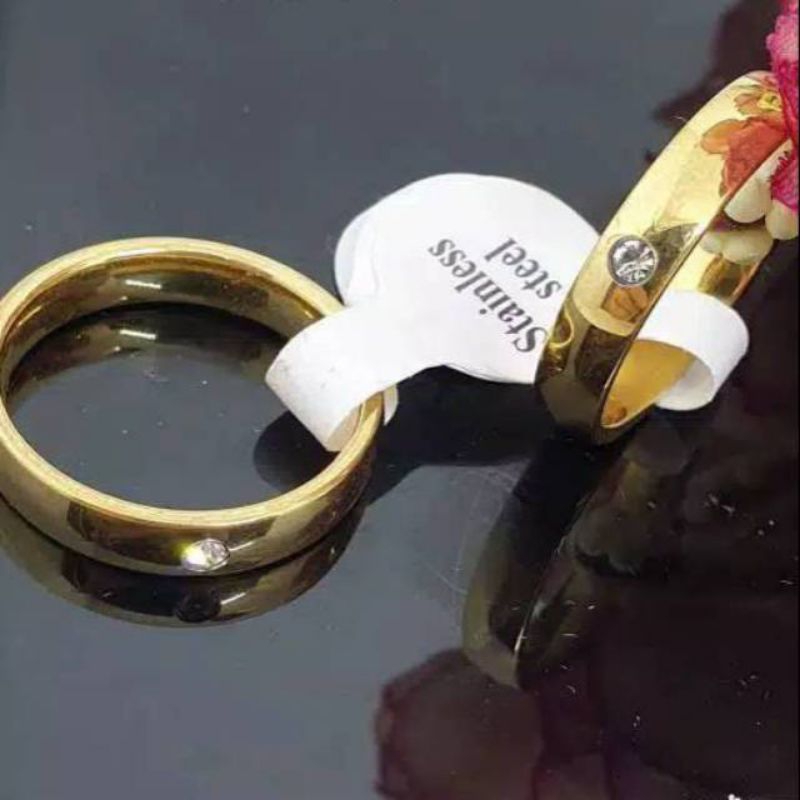 CINCIN TITANIUM SILVER PERMATA SATU COUPLE PRIA WANITA(harga satuan)