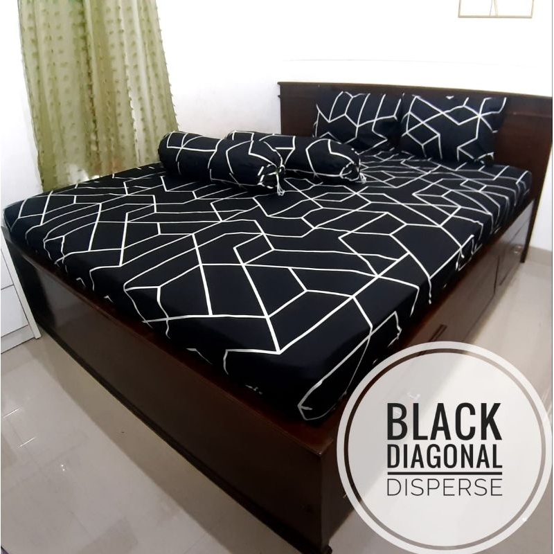 Sprei Aesthetic Bunga 180x200 160x200 GRATIS Sarung Bantal Guling Tidur Seprai homemade karakter motif kotak Hitam Viral katun adem tidak luntur