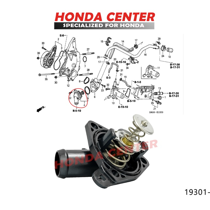 thermostat honda crv gen2 rd4 2002 2003 2004 2005 2006 stream 2002 2003 2004 2005 2006  2000cc K20 19301-PNA