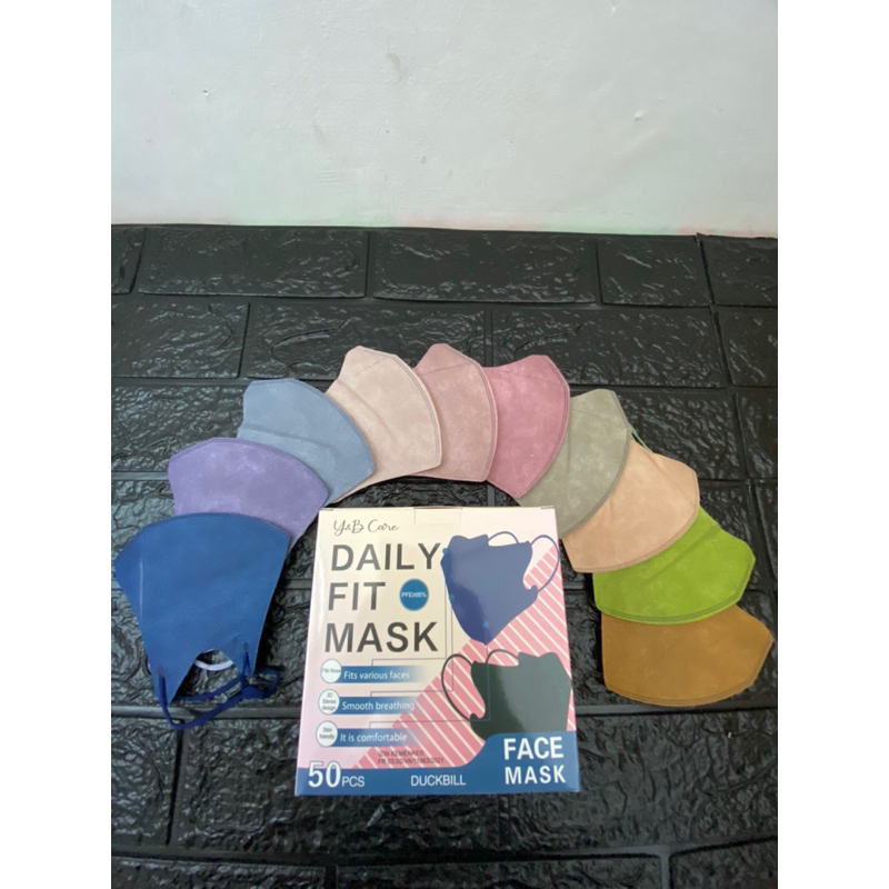 Masker Duckbill Y&B Care MURAH Mix 10 Warna isi 50Pcs/Box