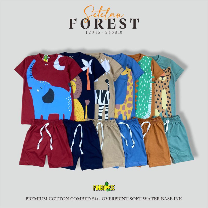 Setelan Anak Forest 2-10 Tahun Pineapple Kids Original Super Premium