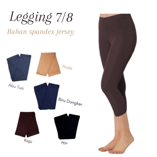 Chelyne Legging 7/8 C1333T Bahan Spandex Jersey size L &amp; XL - Celana 7/8 Muslim