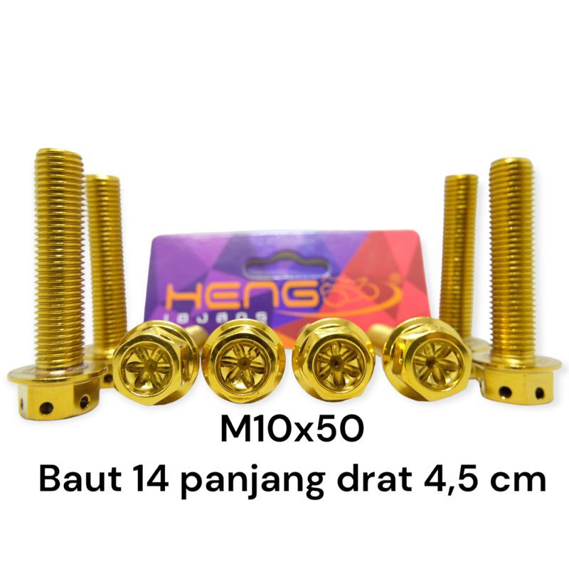 baut probolt flower gold blue 2tone HENG m10x50 10x50 drat 14 panjang 5cm