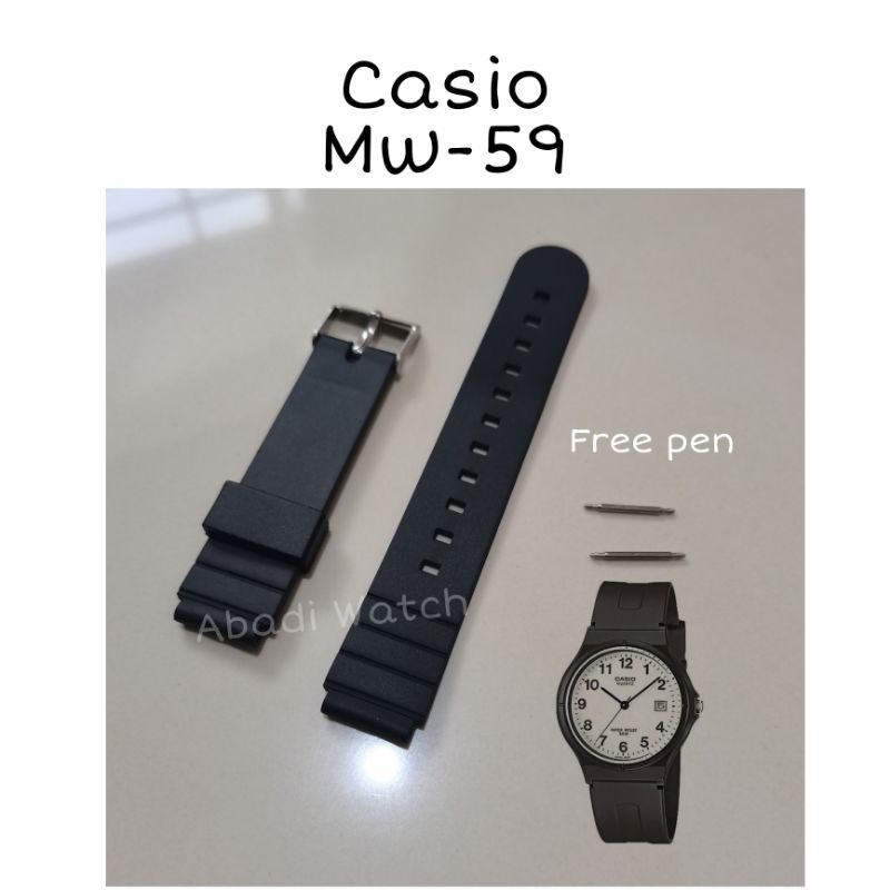 Tali Strap Jam Casio MW-59 Rubber Tali Jam Tangan Casio MW-59 free pen