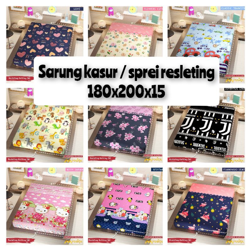 SARUNG KASUR BUSA UKURAN 180X200 TINGGI 15 CM MERK MONALISA  / SPREI RESLETING UKURAN 180X200X15