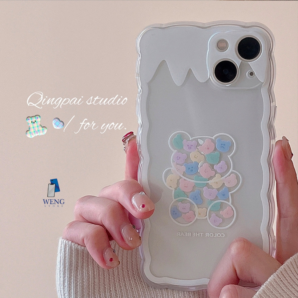 WENG Softcase Tpu Wave THE BEAR Iphone 7 8 7+ 8+ XR XS MAX 11 PRO MAX 12 PRO MAX 13 PRO MAX 14 PRO MAX