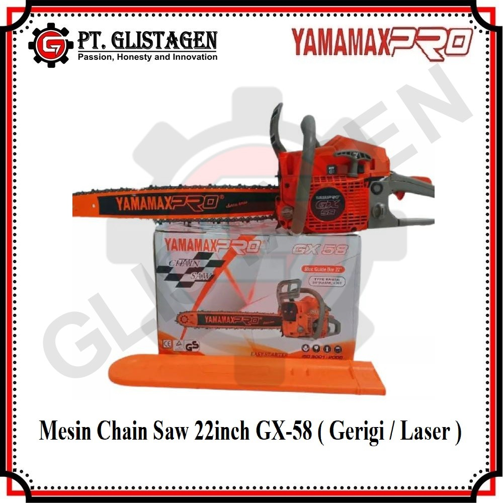 YAMAMAX PRO GX-58 Mesin Chainsaw 22inch ( GERIGI / LASER ) Mesin Gergaji Kayu Pohon Yamamax Pro GX-58