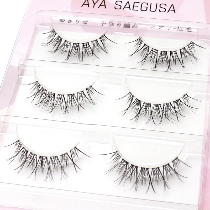 S27 - 3PASANG Air False Eyelashes Comic Eye Japanese Fake Eye Lashes Extension Clear Band Natural Nude Makeup Little Devil