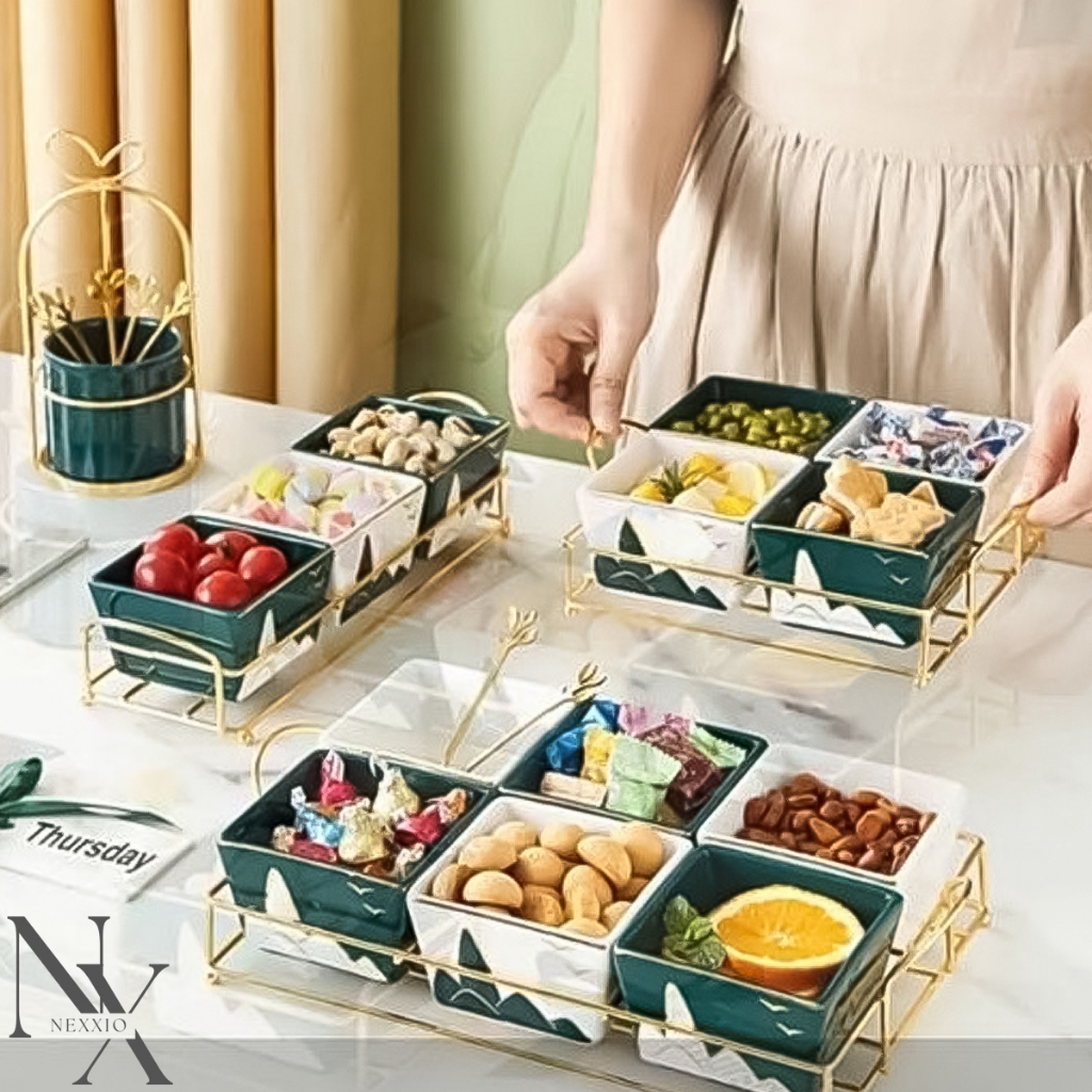 NexXio Tempat camilan keramik | sun snack tray | tempat dessert | wadah snack dan buah | wadah permen