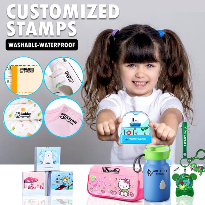 

NixNox Magic Stamp/Stempel Ajaib Import Waterproof Nama Anak Custom Murah/Stempel Baju/Stempel Buku/Cap Nama Anak Custom Murah