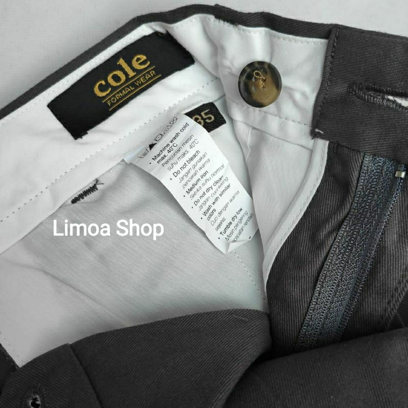 Celana Chino Formal COLE Slimfit Abu Gelap Non Stretch CL 20