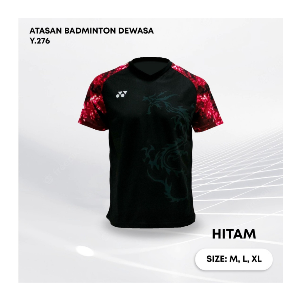 Kaos bulutangkis pria Y276 baju badminton atasan olahraga jersy wanita dewasa t-shirt outfit seragam kostum jersey casual suit pakaian jarsey oblong apparel sport jersi sudirman thomas uber cup bulu tangkis hitam polos