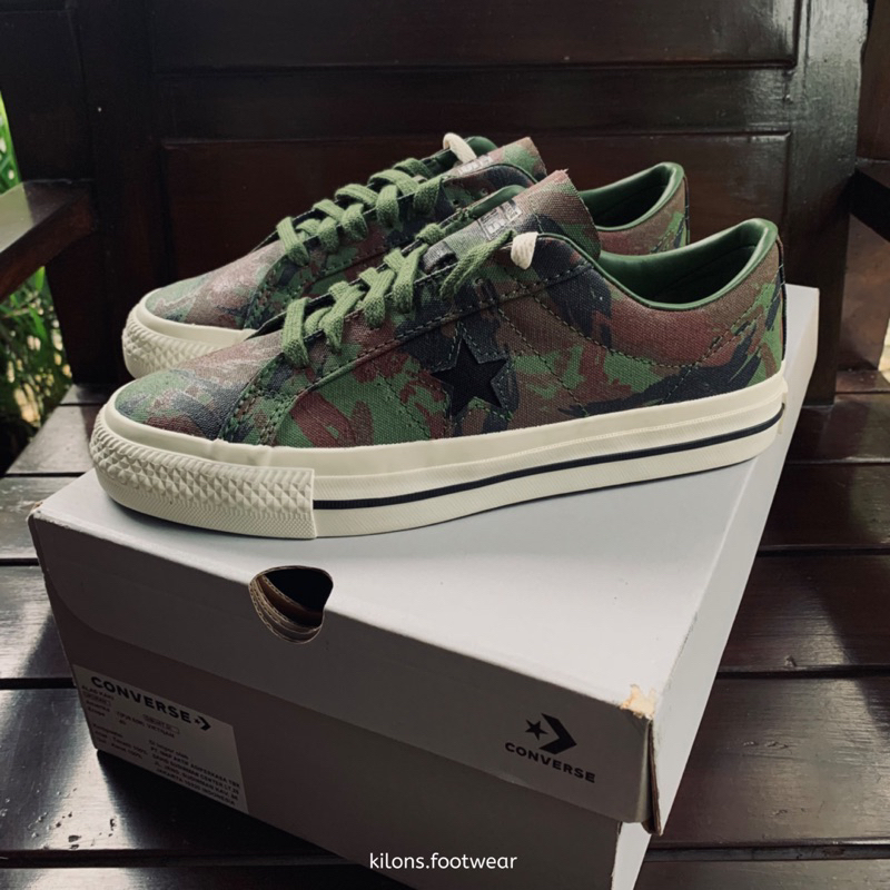 Converse One Star Pro Brushstroke Camo Green Extra Laces