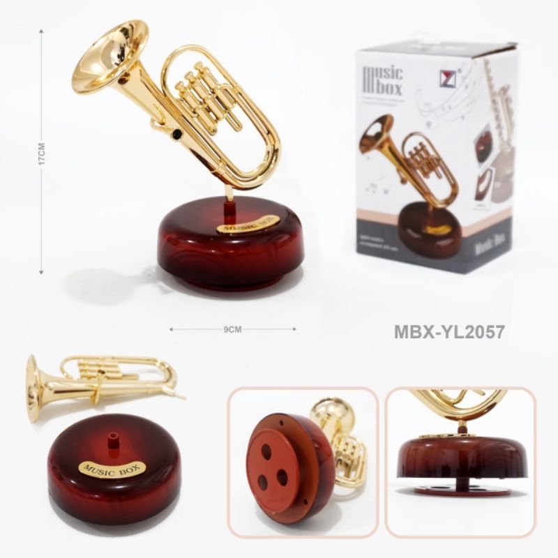 Rotating Musical Box - Music Box Kotak Model Horn Saxophone Trumpet