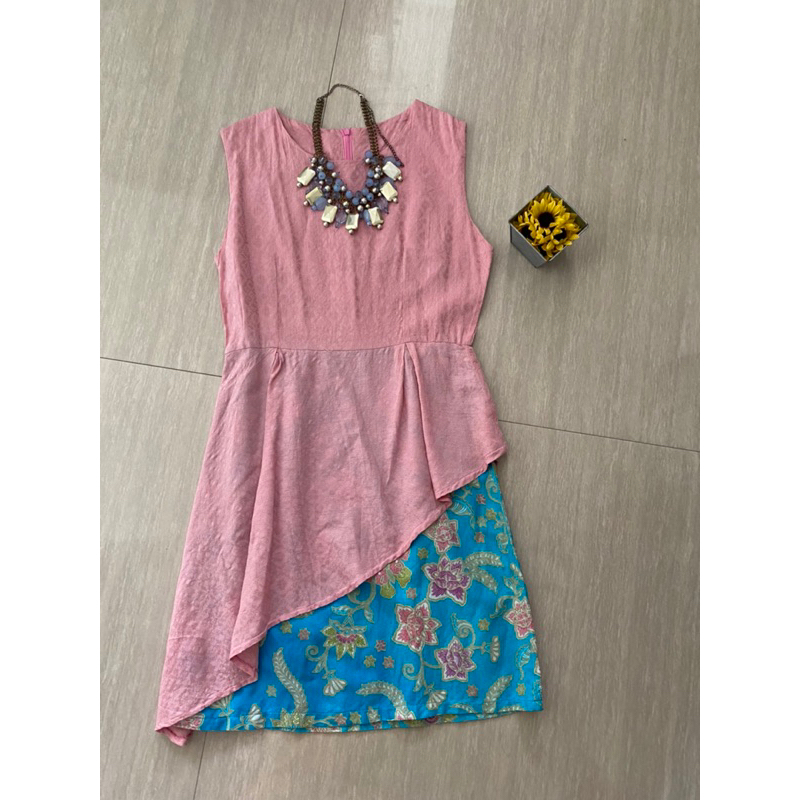 DRESS BATIK WANITA ASYMETRIS / DRESS MIDI BATIK MOTIF
