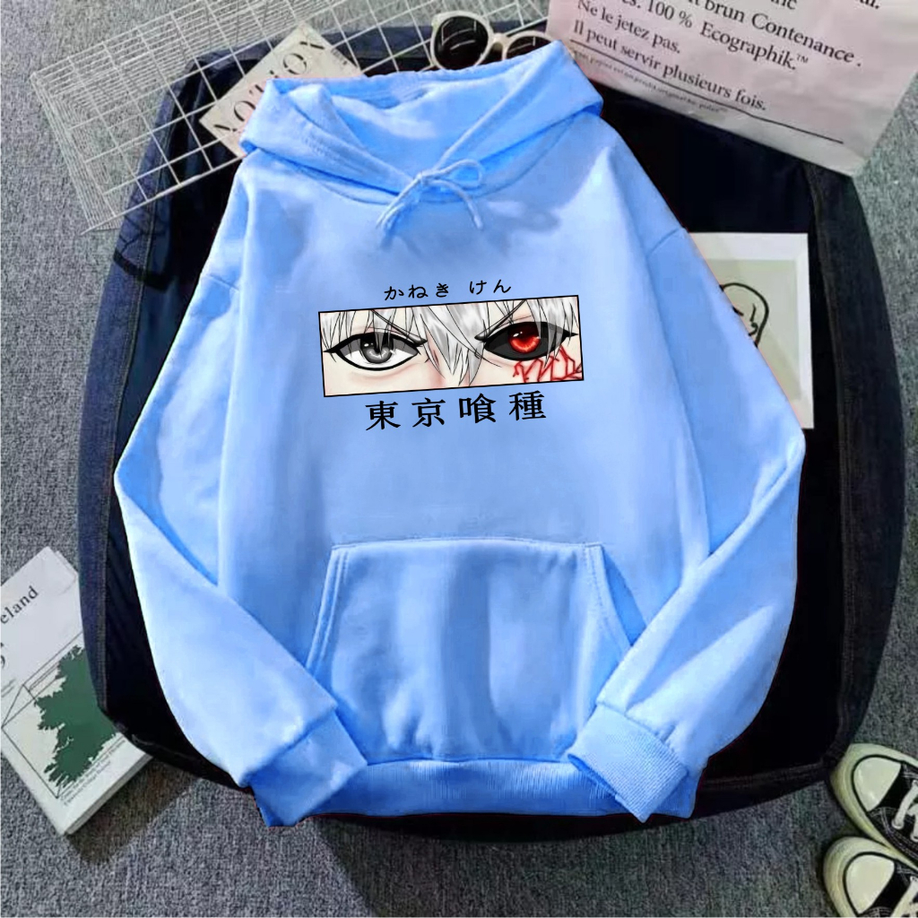 Anime Tokyo Ghoul Kaneki Ken Eye Manga Harajuku Sweater Hoodie Kekinian Size M-L-XL-XXL Bisa Bayar Ditempat COD