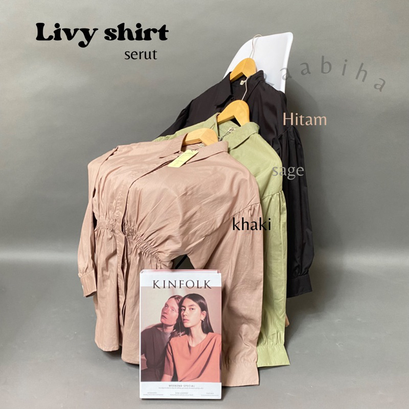 RAABIHA Livi Shirt l Kemeja Polos l Kemeja Serut Korea l Blouse Polos l Kemeja Wanita