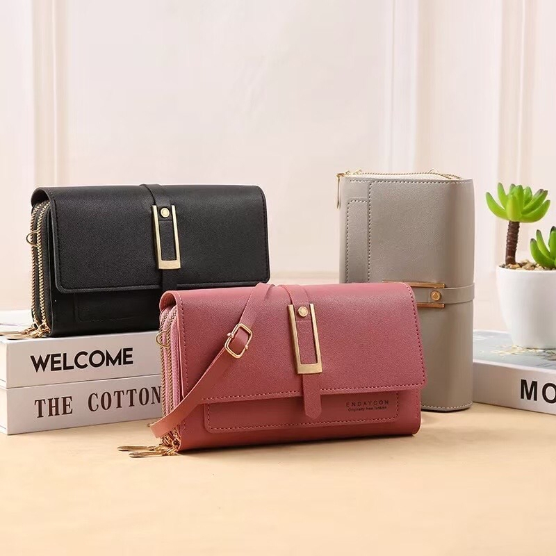 Tas selempang BETTTER 2 sleting wanita dompet HP wanita cewek kulit import murah