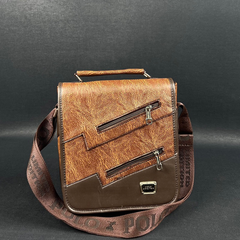 Tas Pria Tas Selempang  Kulit  PU Leather 10&quot; Inchi Original Polo Amstar Bahan Kulit Sintetis Grade A+ Best Quality Tas Pria Wanita Tas Selempang Terbaru 2022