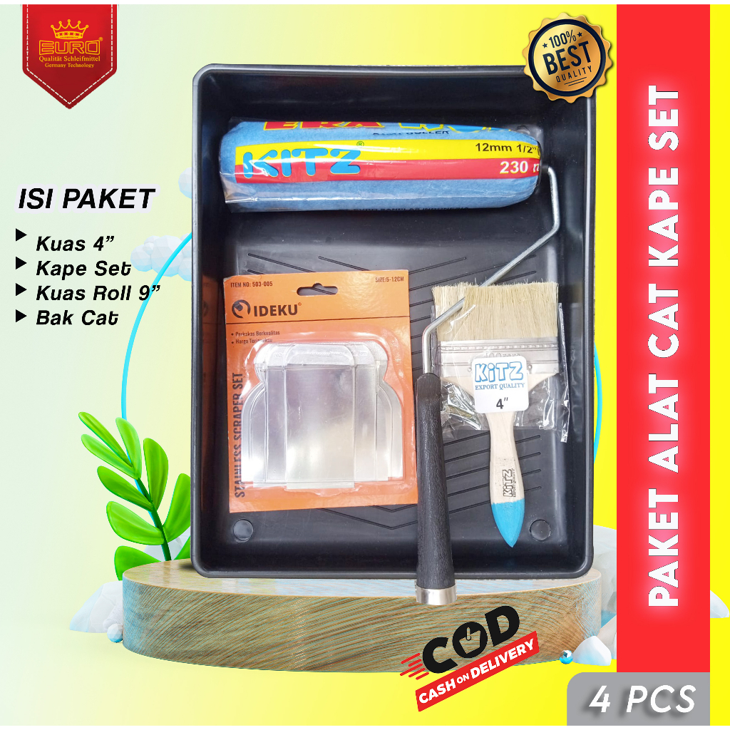 Paket Alat Bak cat kape karet kuas cat kuas rol 9 inch kape set kuas kapam mini roll murah