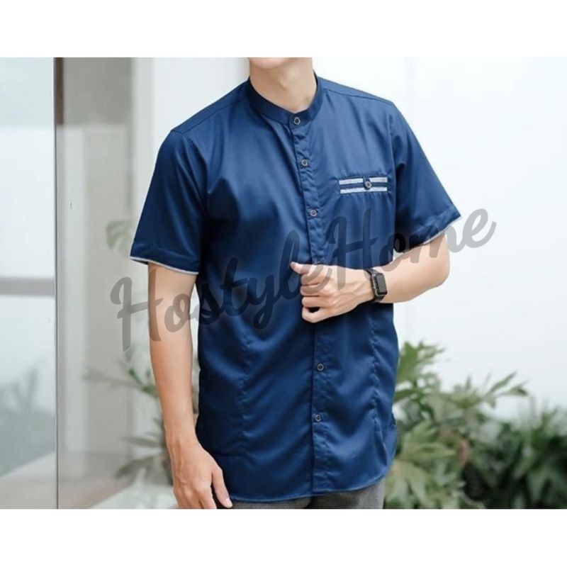 (NEW2023) KURTA YOGI - Baju Kemeja KURTA Koko Pria Laki Muslim Lengan Tangan Pendek Bahan Katun Toyo