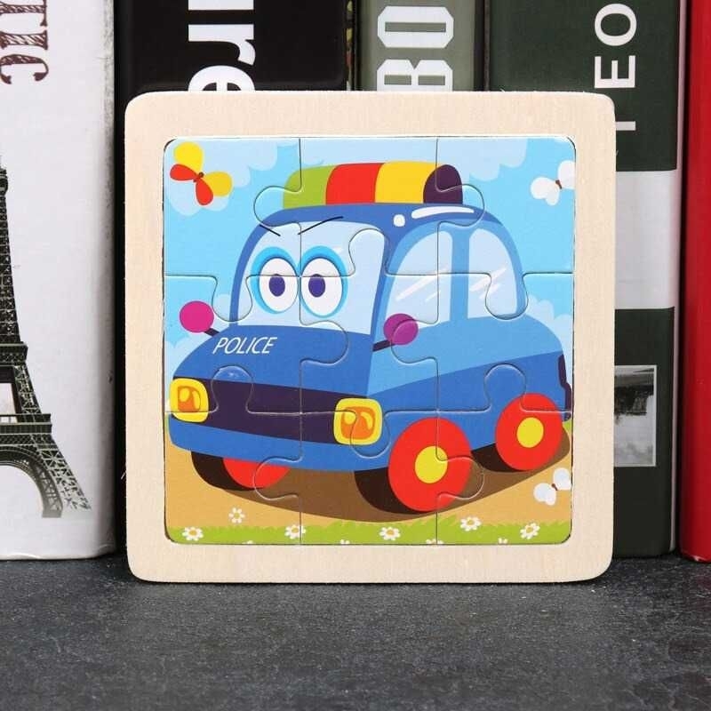 OCDAY Mainan Anak Puzzle Children Wood Toy - Z0564 Bus Biru Kado Hadiah present Ultah Kayu