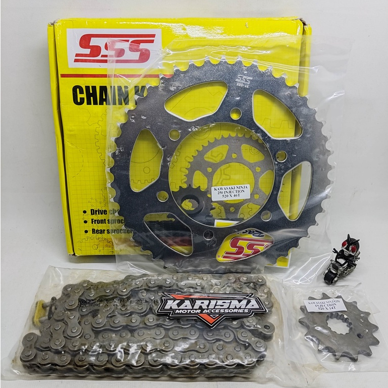 Gear Set SSS ninja 250 fi rante gear Ninja RR / SSS original 14 T 46 T 520 108L - ninja rr