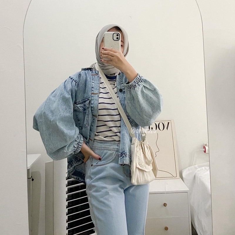 Vintage Baggy Jaket Jeans oversize wanita