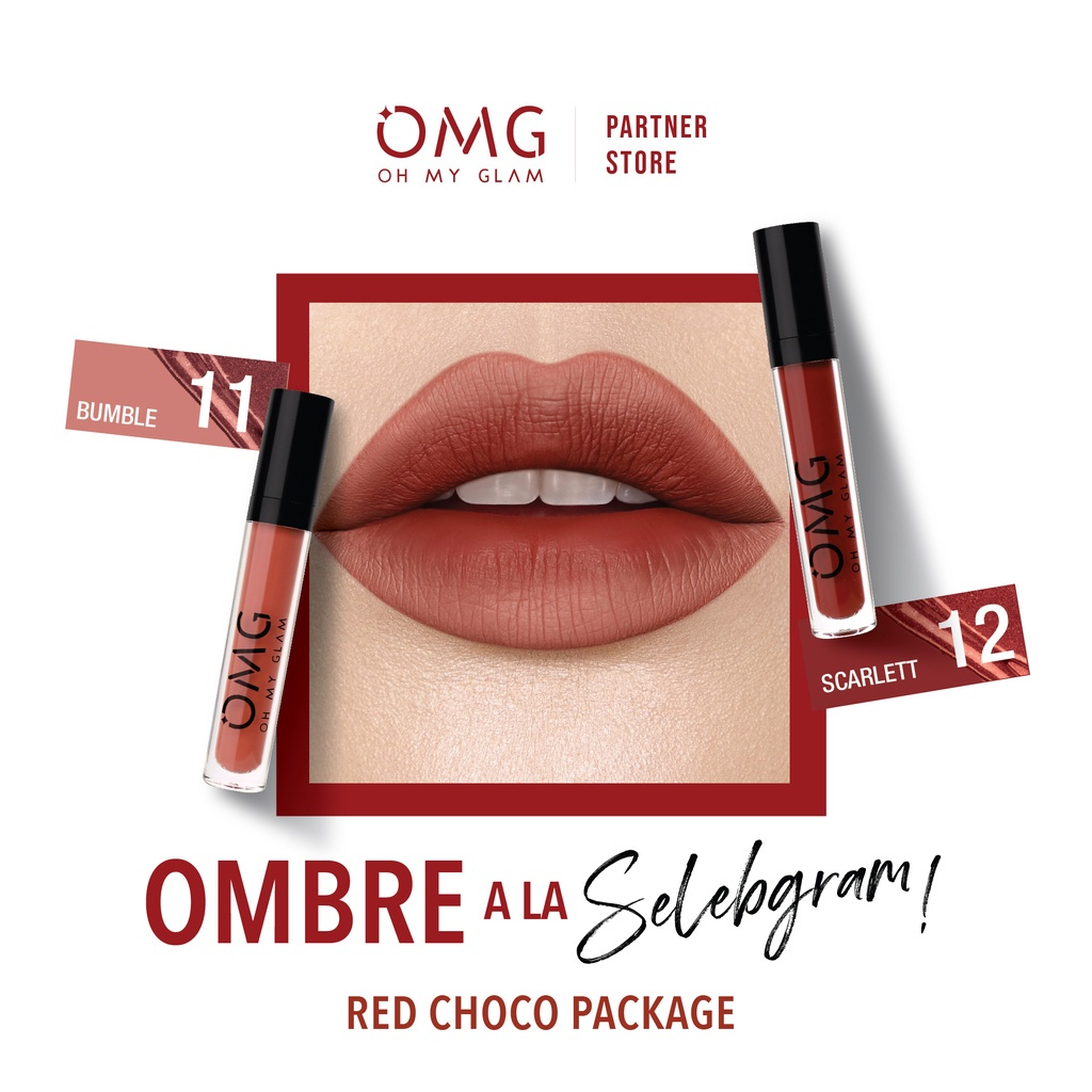 Paket Ombre Lips OMG | Lipcream OMG Ombre Coffee Edition| Lipcream OMG | Ombre OMG Lip Cream | Ombre Lips-Ombre 11+12