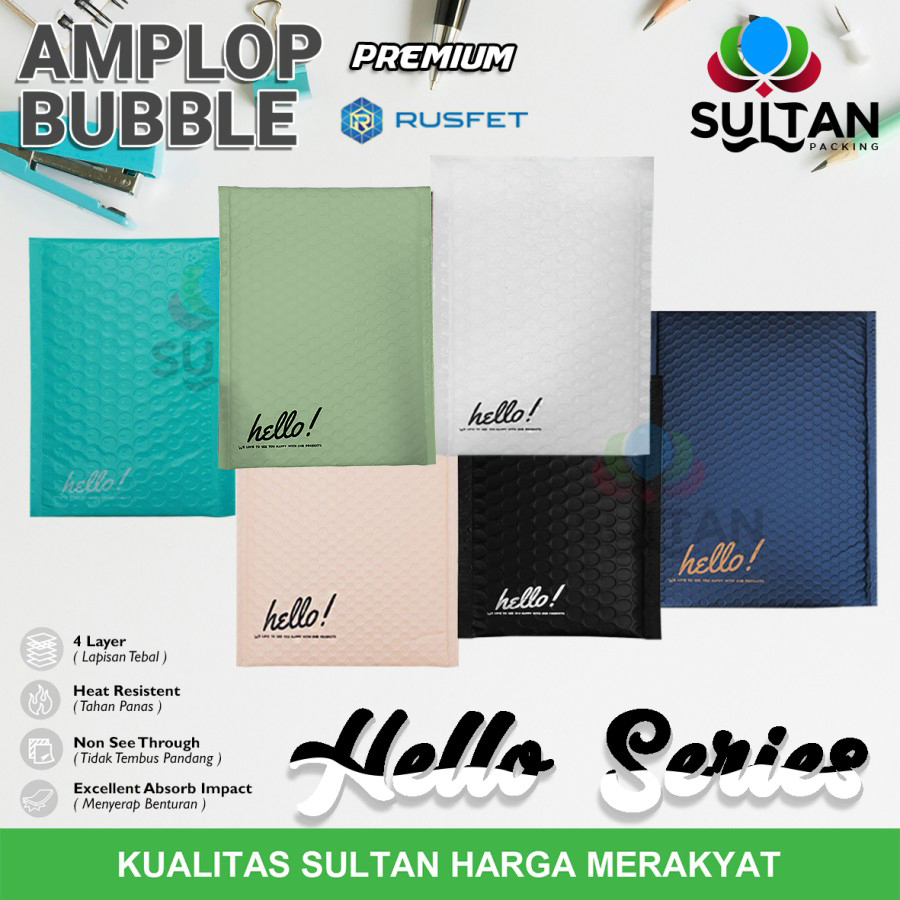 

AMPLOP BUBBLE MAILER HELLO SERIES WRAP ENVELOPE RUSFET PREMIUM TERMURAH SATUAN