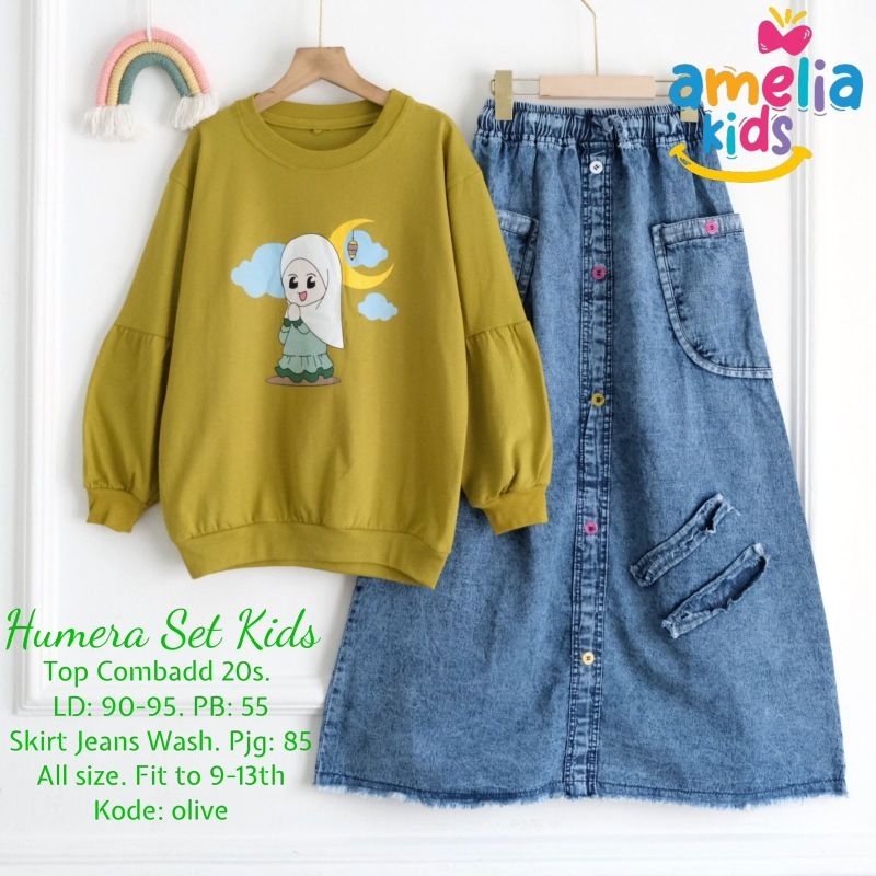 cod Humera set Kids by Amelia Kids/ set kaos n rok jeans