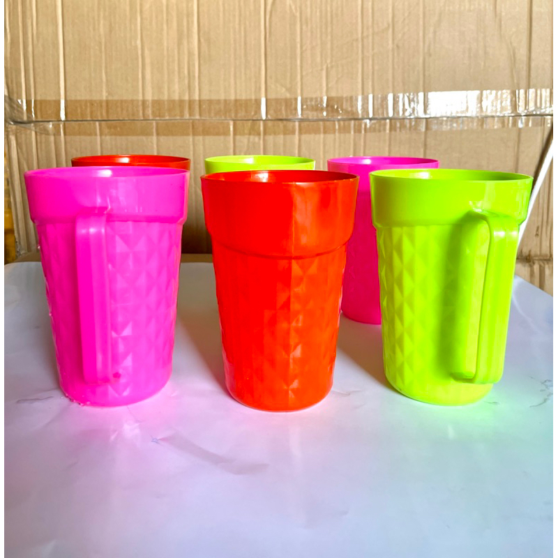 P-0004 Gelas Air Plastik / Gelas Air Warna Warni Teh Kopi / Cangkir Plastik Kristal Warung / Tempat Minum Es