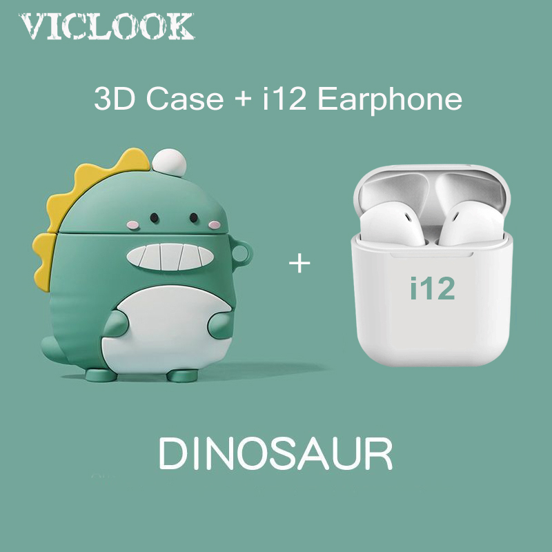 VICLOOK COD Bluetooth Earphone TWS i12 Wireless Bluetooth Headset Inpods 12 Dengan Pelindung Kartun Silicone Case