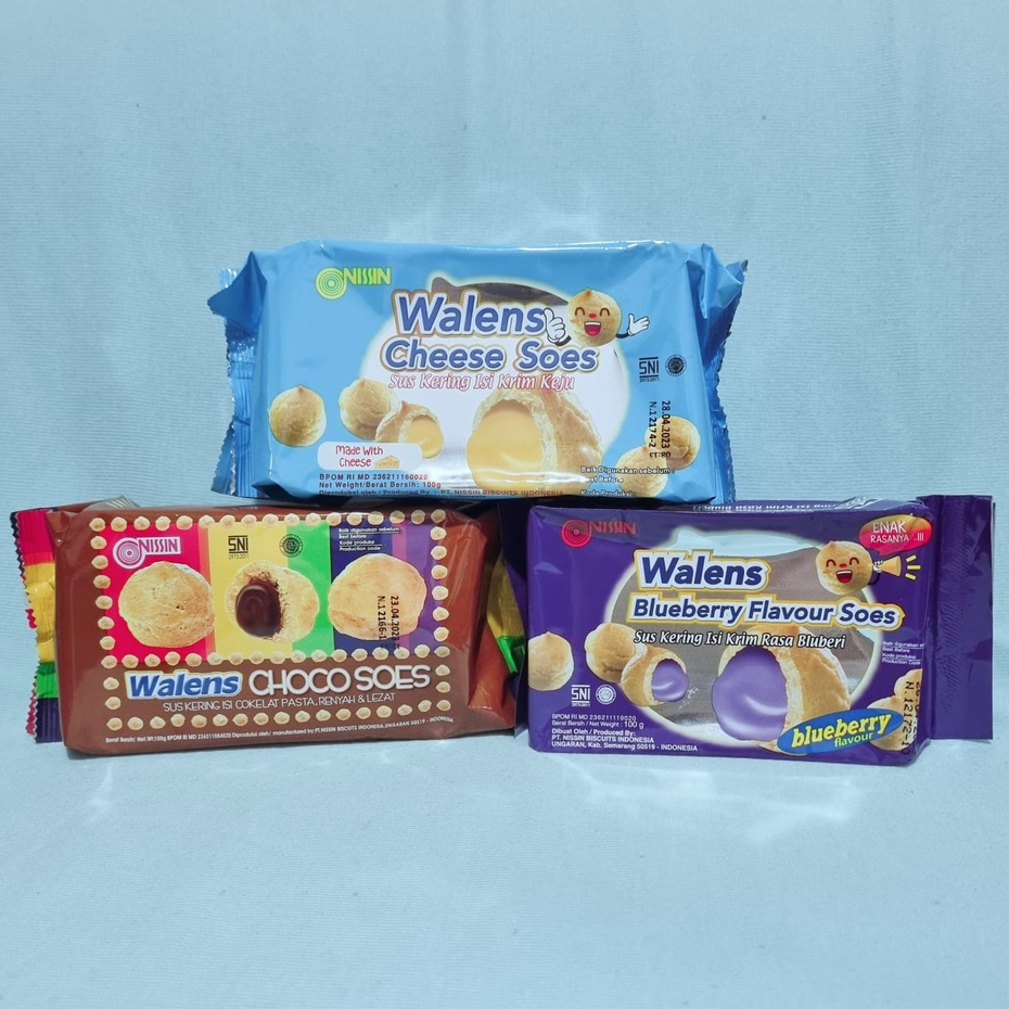 Nissin Walens Choco Soes / Walens Blueberry Soes / Walens Cheese Soes (100 gr)