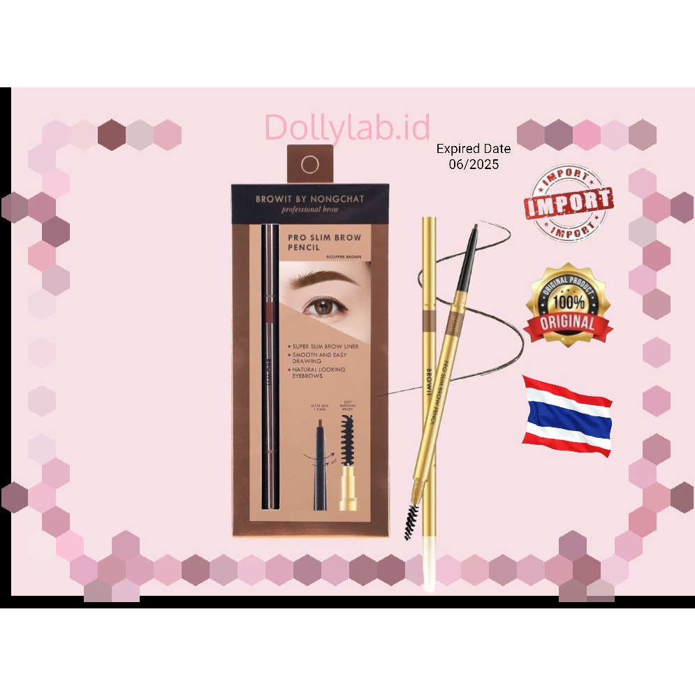BROWIT BY NONGCHAT Pro Slim Brow Pencil 100% ORIGINAL THAILAND