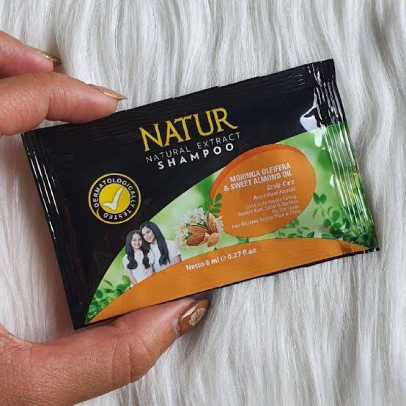 NEW Natur Shampoo Sachet 8ml | Free Conditioner Natur Sachet | Moringa Oleifera & Sweet Almond Oil