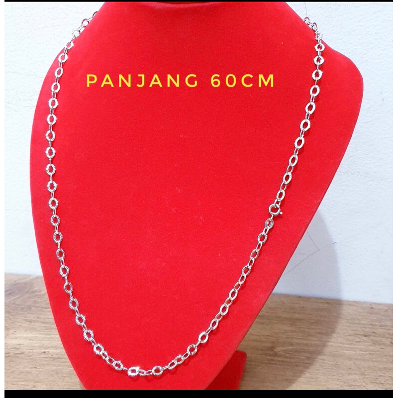 Kalung nori ukir 60cm kalung pria kalung perak 925 lapis emas putih