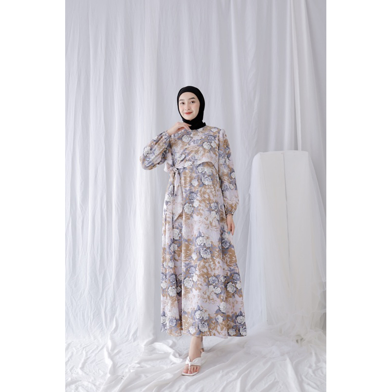 IVANKA, ZALEA MAXI DRESS (Cek Caption) Gamis kembar, Gamis Motif Bahan Crinkle Cake Halus